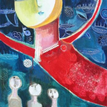 Painting titled "Mlle Lune" by Laure Ketfa, Original Artwork