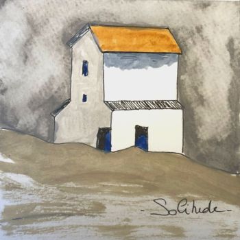 Painting titled "La solitude est bla…" by Laurette Follot, Original Artwork, Watercolor