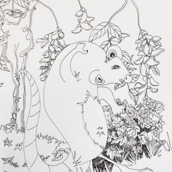 Desenho intitulada "Le Rat-Ecureuil et…" por Laureline Dufer, Obras de arte originais, Tinta