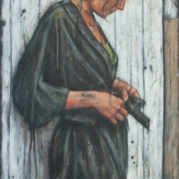 Painting titled "kimono" by Laure Mascarello, Original Artwork, Oil
