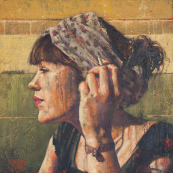 Malerei mit dem Titel "Portrait I" von Laure Mascarello, Original-Kunstwerk, Öl