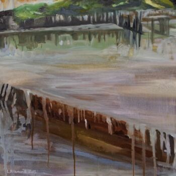 绘画 标题为“Bassin à huîtres ab…” 由Laurence Allemand, 原创艺术品, 油 安装在木质担架架上