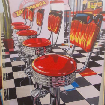 Painting titled "DINER'S rouge" by Laurence Delmotte-Berreby, Original Artwork, Acrylic