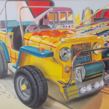 Painting titled "JEEP MANEGE" by Laurence Delmotte-Berreby, Original Artwork, Acrylic