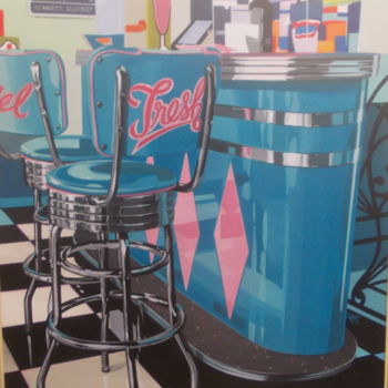 Painting titled "DINER'S Feel Fresh" by Laurence Delmotte-Berreby, Original Artwork, Acrylic