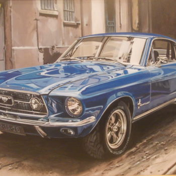 Painting titled "MUSTANG bleue" by Laurence Delmotte-Berreby, Original Artwork, Acrylic