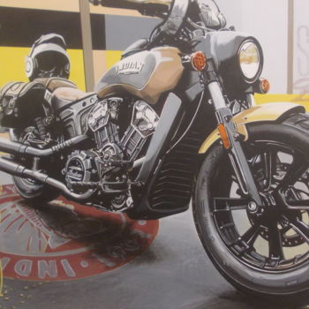 Painting titled "INDIAN Scout Bobber" by Laurence Delmotte-Berreby, Original Artwork, Acrylic