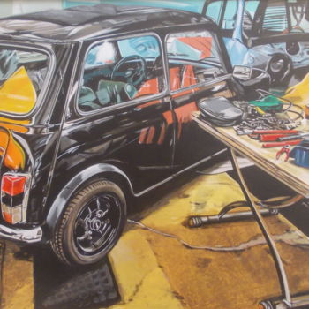 Peinture intitulée "MINI/garage" par Laurence Delmotte-Berreby, Œuvre d'art originale, Acrylique
