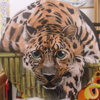 Painting titled "LEOPARD" by Laurence Delmotte-Berreby, Original Artwork, Acrylic