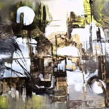 Painting titled "City" by Laurence Carbonnel, Original Artwork, Acrylic