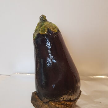 Scultura intitolato "Aubergine" da Laurence Clerembaux, Opera d'arte originale