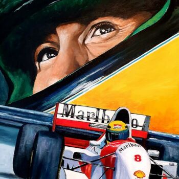 Schilderij getiteld "Ayrton Senna" door Laurence Clerembaux, Origineel Kunstwerk, Acryl