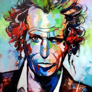Painting titled "Keith Richards" by Laurence Clerembaux, Original Artwork, Acrylic