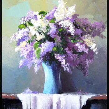 Painting titled "le lilas" by Laurence Clerembaux, Original Artwork, Oil