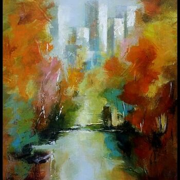 Painting titled "central park 4" by Laurence Clerembaux, Original Artwork, Acrylic