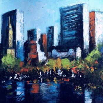 Painting titled "Central park" by Laurence Clerembaux, Original Artwork