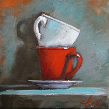 Painting titled "Les tasses" by Laurence Clerembaux, Original Artwork, Acrylic