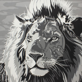 Pintura intitulada "Lion Narnia" por Laurence Coindre, Obras de arte originais, Acrílico