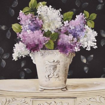 Painting titled "lilas" by Laurence Devoge, Original Artwork, Acrylic