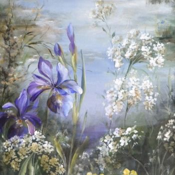 Painting titled "iris" by Laurence Devoge, Original Artwork, Acrylic