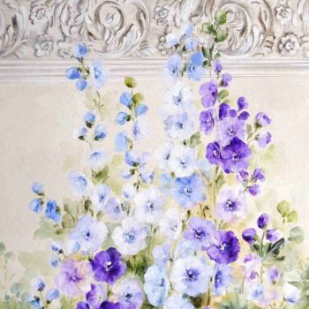 Painting titled "delphiniums" by Laurence Devoge, Original Artwork, Acrylic