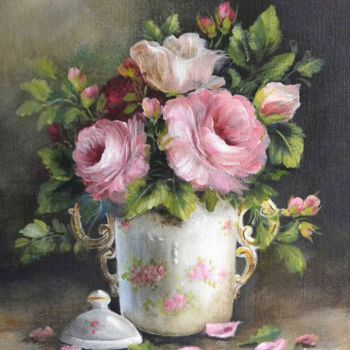 Painting titled "roses" by Laurence Devoge, Original Artwork, Acrylic