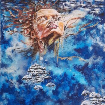 Peinture intitulée "Entre deux eaux" par Laurence Dufour, Œuvre d'art originale, Acrylique Monté sur Châssis en bois