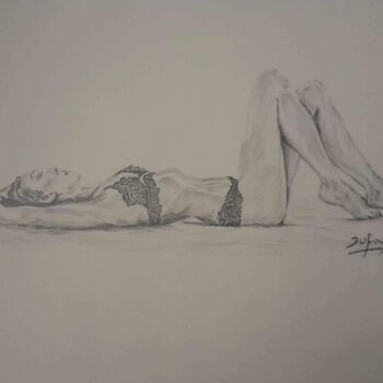 Drawing titled "En pause" by Laurence Dufour, Original Artwork, Graphite