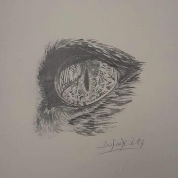 Drawing titled "Attentif" by Laurence Dufour, Original Artwork, Graphite