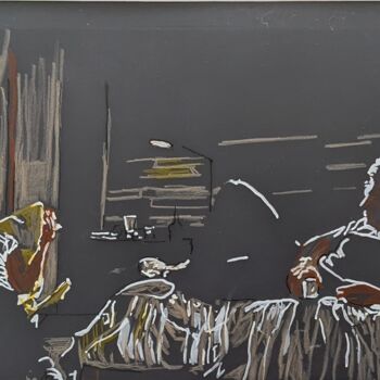 Dessin intitulée "Entre potes" par Laurence Fauchart, Œuvre d'art originale, Marqueur Monté sur Autre panneau rigide