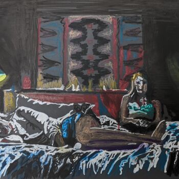 Drawing titled "After Festival" by Laurence Fauchart, Original Artwork, Watercolor Mounted on Other rigid panel