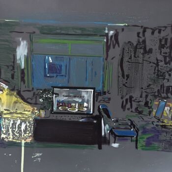 Zeichnungen mit dem Titel "Intérieur nuit" von Laurence Fauchart, Original-Kunstwerk, Marker