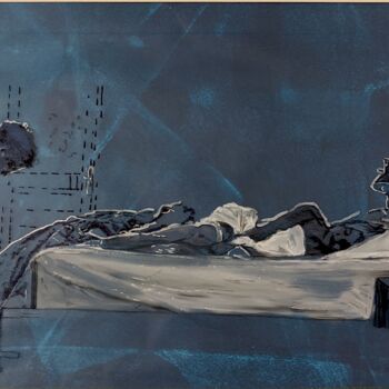 Peinture intitulée "Rêve bleu" par Laurence Fauchart, Œuvre d'art originale, Marqueur Monté sur Autre panneau rigide