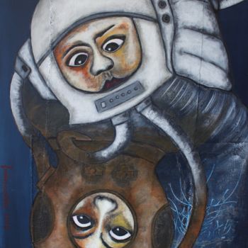 Schilderij getiteld "spacewalking 4" door Fontencomble, Origineel Kunstwerk, Acryl