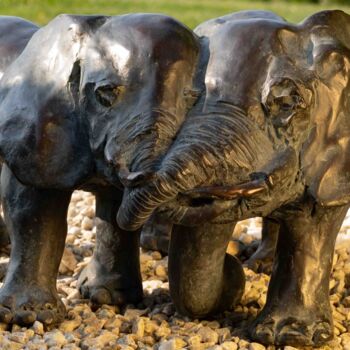 Sculpture intitulée "Les éléphants" par Laurence Friche, Œuvre d'art originale, Bronze