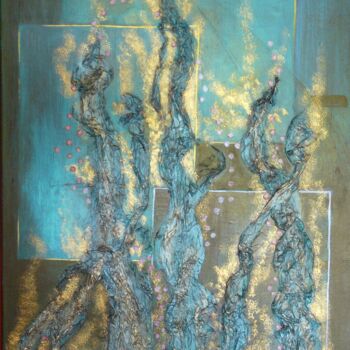 Painting titled "NAUFRAGE" by Laurence Hubswerlin Diradourian, Original Artwork, Acrylic Mounted on Wood Stretcher frame