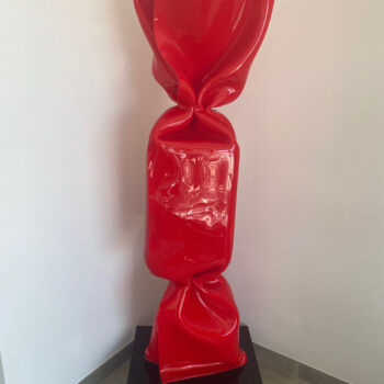 Sculpture intitulée "Wrapping Bonbon Rou…" par Laurence Jenk, Œuvre d'art originale, Plastique