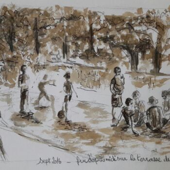 Drawing titled "sur le vif - au parc" by Laurence Krebs, Original Artwork, Other
