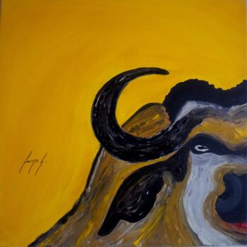 Painting titled "LE BUFFLE" by Laurence Lbn, Original Artwork, Acrylic