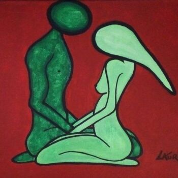 Painting titled "LE RAPPROCHEMENT" by Laurence Lbn, Original Artwork, Acrylic