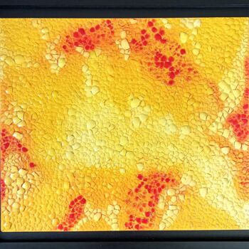 Painting titled "SOLAIRE" by Laurence Lbn, Original Artwork, Acrylic Mounted on Wood Panel