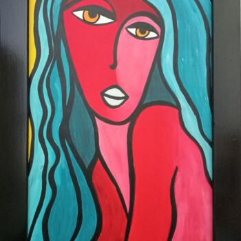 Painting titled "ZÉLINE" by Laurence Lbn, Original Artwork, Acrylic Mounted on Wood Panel