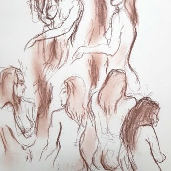 Рисунок под названием "Attitudes" - Laurence Machard Brujas, Подлинное произведение искусства, Карандаш