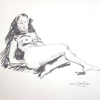Disegno intitolato "Alanguie" da Laurence Machard Brujas, Opera d'arte originale, Pennarello