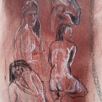 Рисунок под названием "Exquises esquisses" - Laurence Machard Brujas, Подлинное произведение искусства, Мел