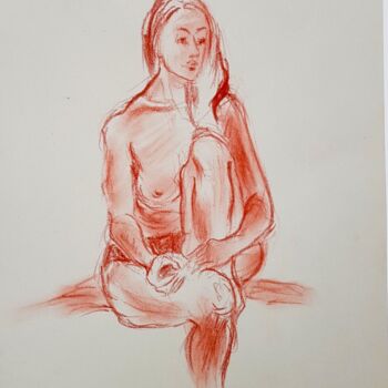 Dessin intitulée "La charmeuse" par Laurence Machard Brujas, Œuvre d'art originale, Crayon