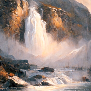 Digital Arts titled "Waterfall" by Laurence Masson, Original Artwork, Digital Painting