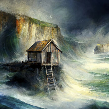 Arts numériques intitulée "Fishing hut" par Laurence Masson, Œuvre d'art originale, Peinture numérique