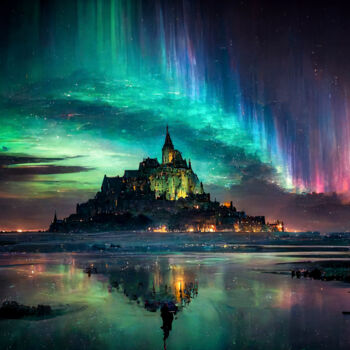 Digital Arts titled "Mont-Saint-Michel" by Laurence Masson, Original Artwork, Digital Painting