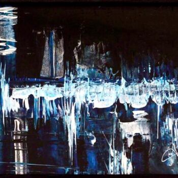 Painting titled "Voiles Nocturne" by Laurence Million (YJAELL), Original Artwork, Acrylic Mounted on Wood Stretcher frame